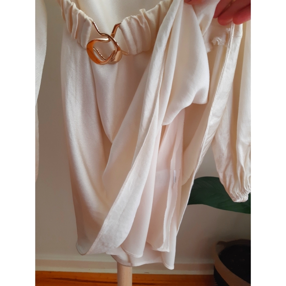 SHONA JOY La Lune Balloon Sleeve Mini Dress w Belt in Cream *NWT Size 12* - Picture 11 of 12